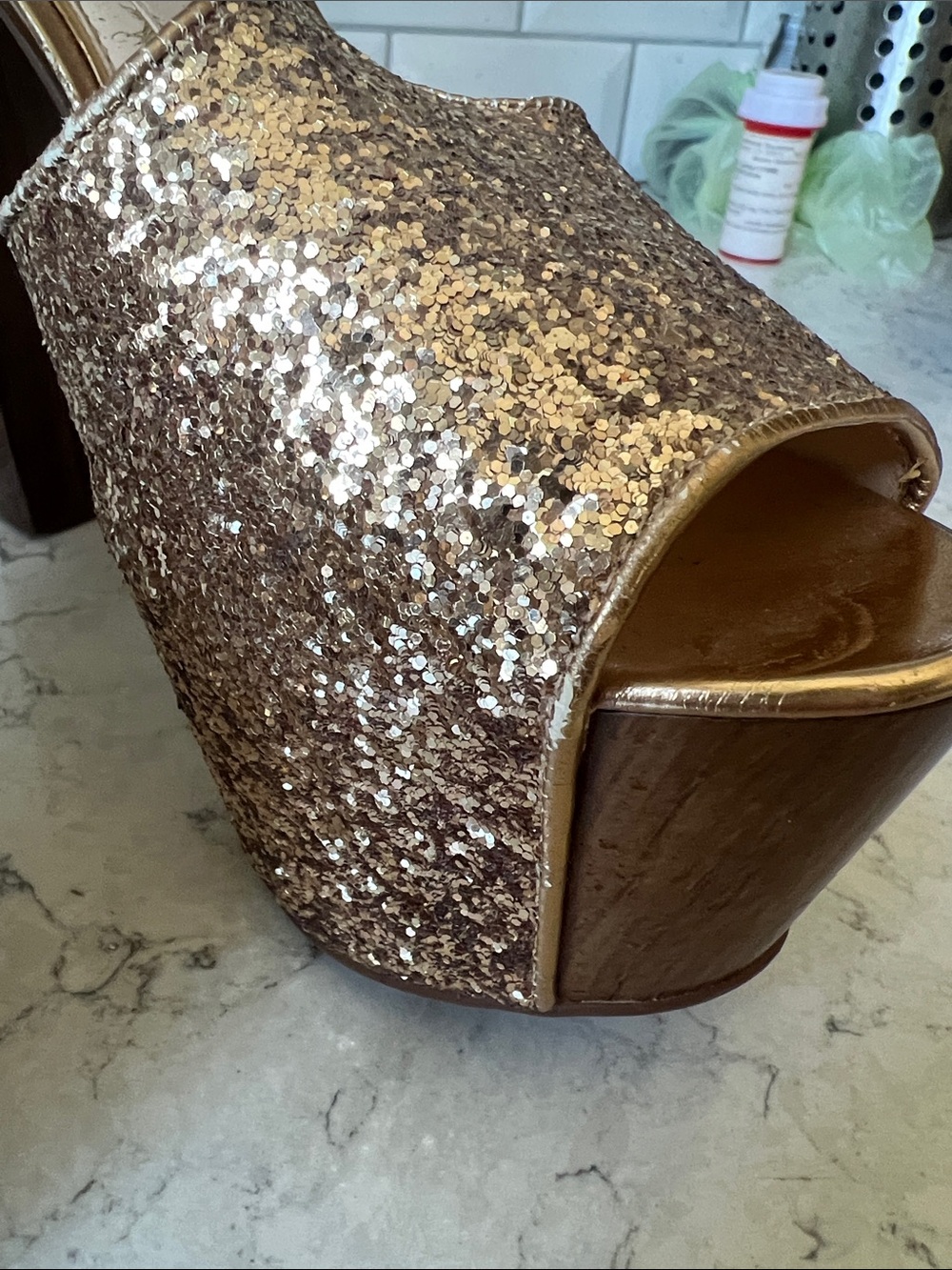 Disco Gold Glitter Platform - Jessica Simpson Dani Sz 11 - Picture 4 of 9